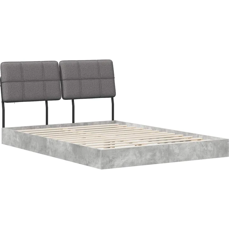 vidaXL Bettgestell mit Kopfteil Betongrau und Hellgrau 140 x 200 cm 8003088
