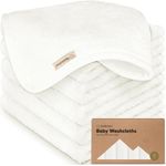 Baby Waschlappen - Bambus Waschlappen Baby Handtuch - weicher Bio Mulltücher Baby Waschlappen Baumwolle - Gesichtstuch für Baby, Erwachsene und Kleinkinder - Kinder Waschlappen (White)