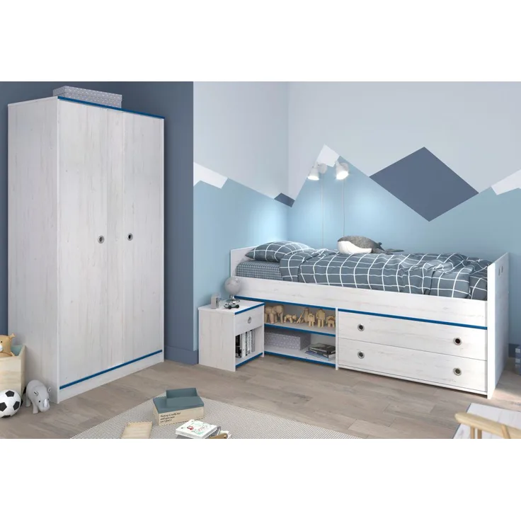 Parisot Kinderzimmer und Jugendzimmer Smoozy in weiß Kiefer Set 3-tlg.