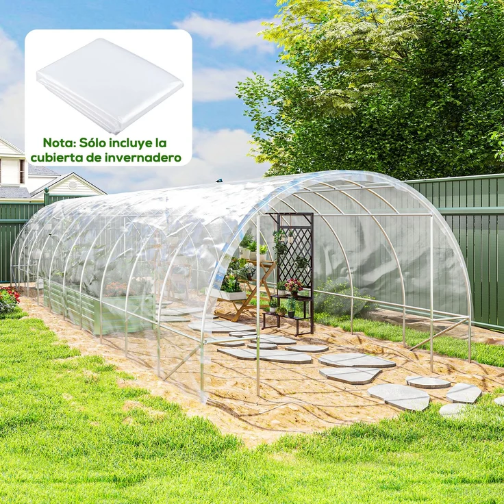 MELAYR, Ersatzabdeckung für Gewächshaus aus Polyethylen, 6 x 10 m, für Obstgarten, 1000 x 600 x 0,01 cm, Transparent – Bild 3