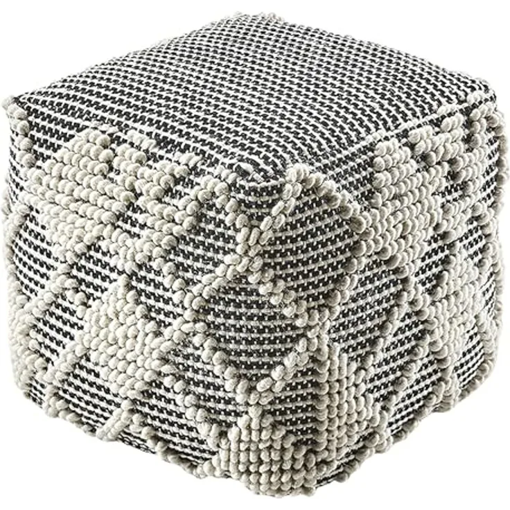 Kobolo Sitzwürfel Sitzpouf Pouf RAJA aus Baumwolle - mit Muster (1 Stück, Nachhaltig)