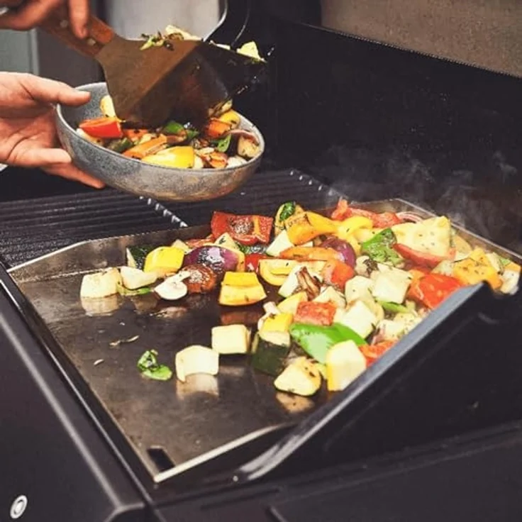 BURNHARD® Plancha Grillplatte Edelstahl für Gasgrill EARL Serie, spülmaschinenfest, Silber, 42,5 x 39,6 x 3 cm – Bild 7
