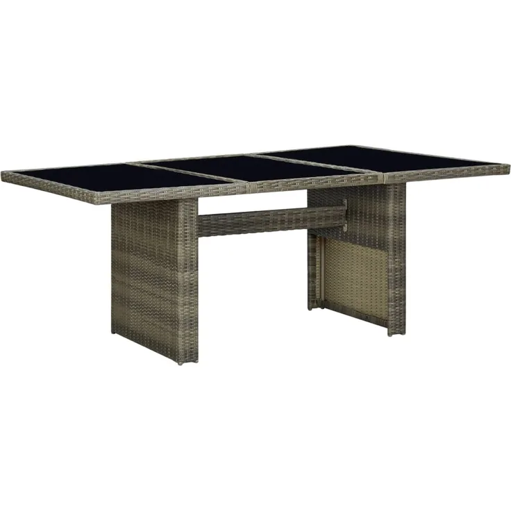 vidaXL Gartentisch Braun Poly Rattan und Hartglas 313313