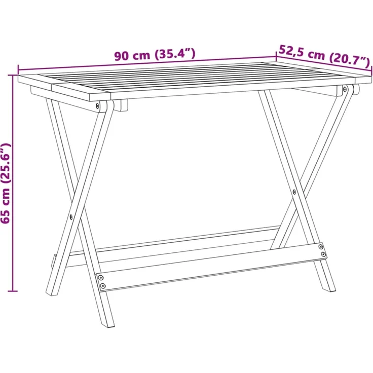 vidaXL Gartentisch Klappbar 90x52,5x65 cm Massivholz Akazie 364894 – Bild 10