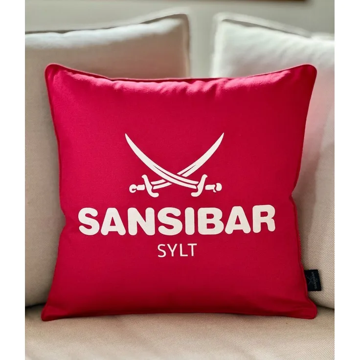 Sansibar Sylt Kissenhülle Kissenbezug Sansibar Sylt Kissenhülle, Sansibar Logo Druck, 45x45 cm, mit Logo-Schriftzug, mit verdecktem Reißverschluss