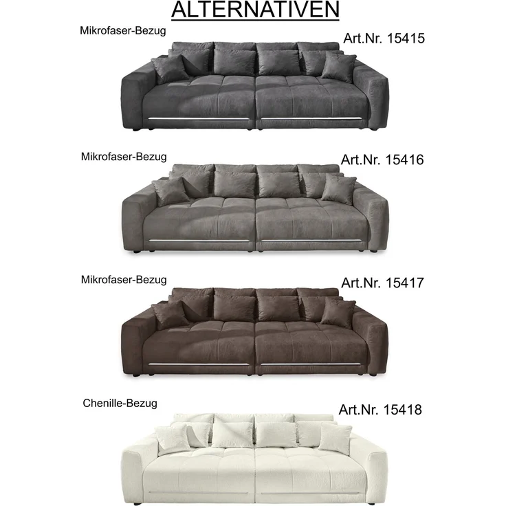 Big-Sofa Lounge Couch 294cm RGB-LED-Beleuchtung Federkern Mikrofaser in Hellgrau – Bild 10