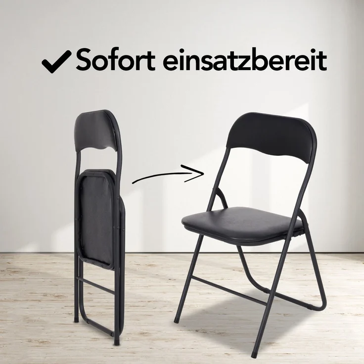 Brixy 4er Set Klappstühle - Klappstühle - PVC - Esstischstühle - Klappstühle - 43 x 47 x 80 CM - Stühle - Schwarz – Bild 4