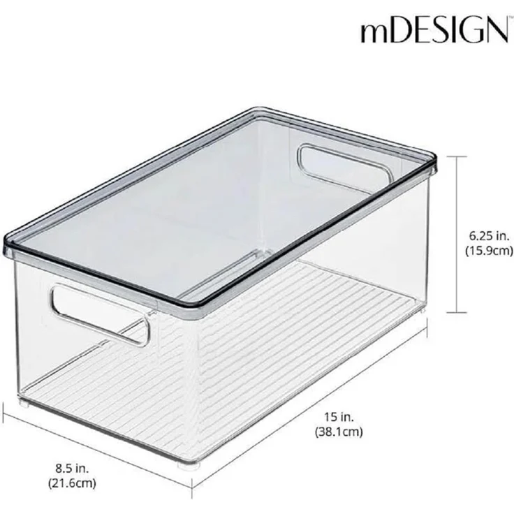 mDesign Aufbewahrung Organizer Kosmetikbox stapelbar Deckel Transparent Grau – Bild 2