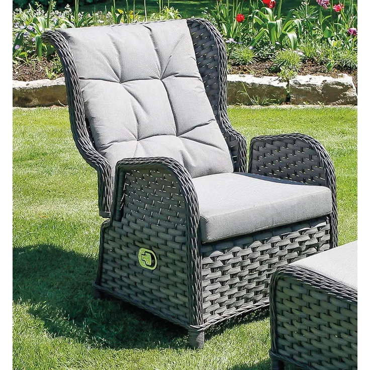 Verstellbarer Polyrattan Comfort Relax Ohrensessel Gartensessel Polstersessel