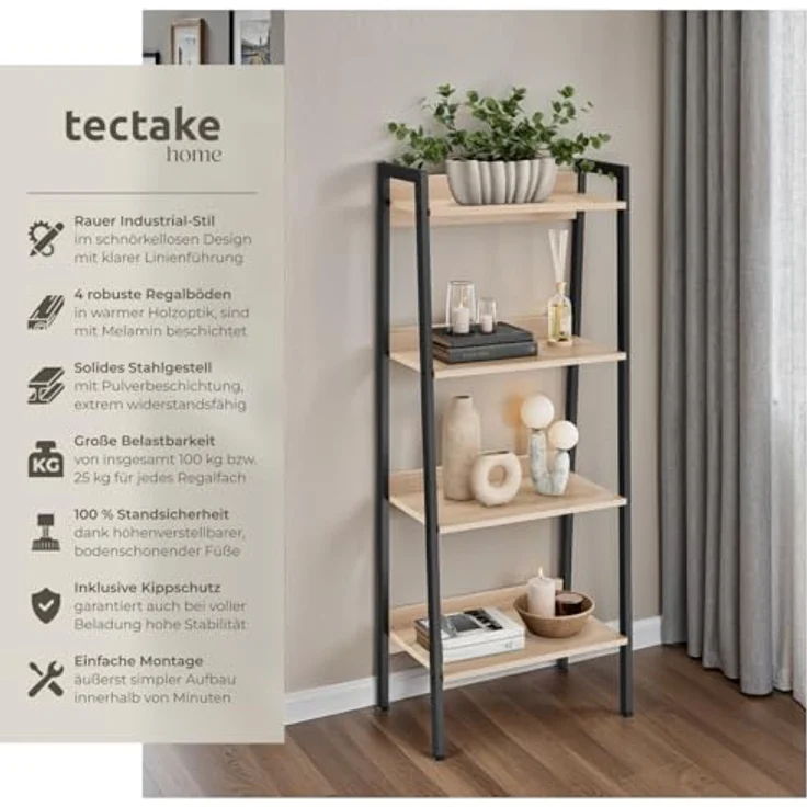 tectake Leiterregal Chatham, Set 1-tlg, Industrial Style – Bild 4