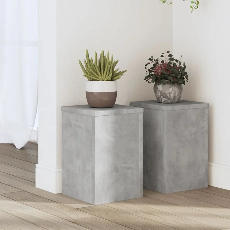 vidaXL Pflanzenständer 2 Stk. Betongrau 20x20x30 cm Holzwerkstoff 852900 – Bild 1
