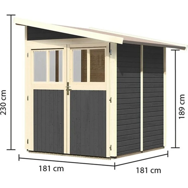 Karibu Gartenhaus Wandlitz 2 Anlehnhaus 19mm terragrau – Bild 2