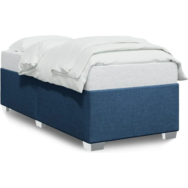 vidaXL Bettgestell ohne Matratze Blau 100x200 cm Stoff 3284456 – Bild 1