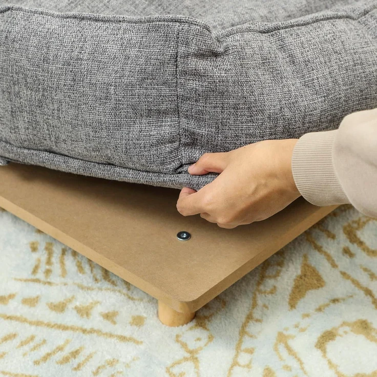 PawHut Tierbett für große Hunde unter 30 kg, Holzbeine, Polyester, mit abnehmbarem Sitzkissen, Dunkelgrau – Bild 8