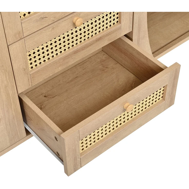 ZUBALIYA Kommode 141x40x77 cm, mit verstellbaren Einlegeböden, aus MDF, Natur – Bild 23