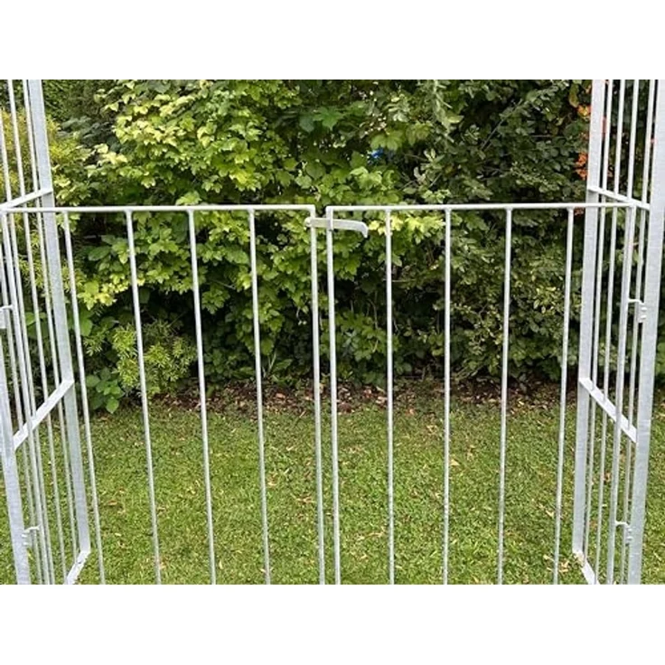 DanDiBo Rosenbogen Metall Verzinkt Massiv mit Tor Tür 140 cm Torbogen 96517 Wetterfest Rundbogen Volleisen Gartenbogen Feuerverzinkt – Bild 4