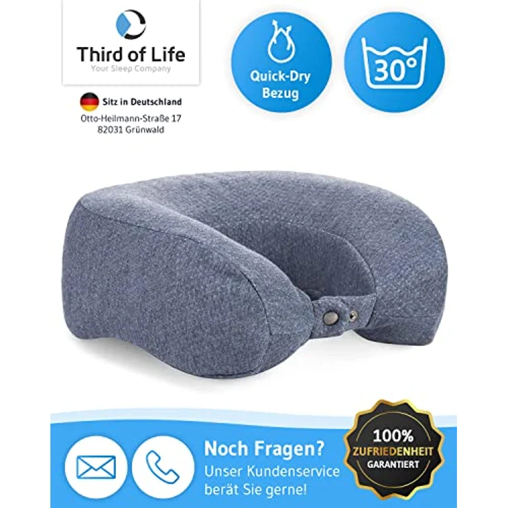 Nackenhörnchen ANDAR QuickDry aus Visco Schaum, ergonomisches Reisekissen, leicht zu transportieren – Bild 9