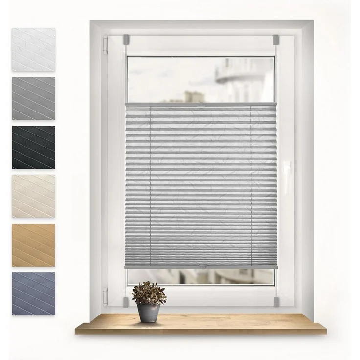 Sonello Plissee crush Klemmfix ohne Bohren, blickdicht, Klemmfix, verspannt, 30x100 cm Grau Faltrollo, Easyfix, Blickdicht, Lichtschutz Sonnenschutzrollo verspannt, Jalousie Rollo für Fenster & Tür, einfache Montage, in verschiedenen Farben und Größen – Bild 1