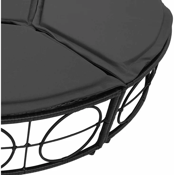 vidaXL Outdoor-Loungebett mit Dach und Kissen Schwarz Poly Rattan 4108234 – Bild 9