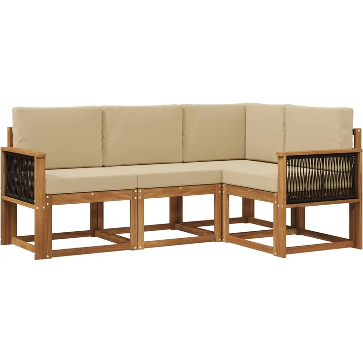 vidaXL Outdoor-Sofagarnitur 4 stk. 4-Sitzer Natur und Beige 3385174 – Bild 2