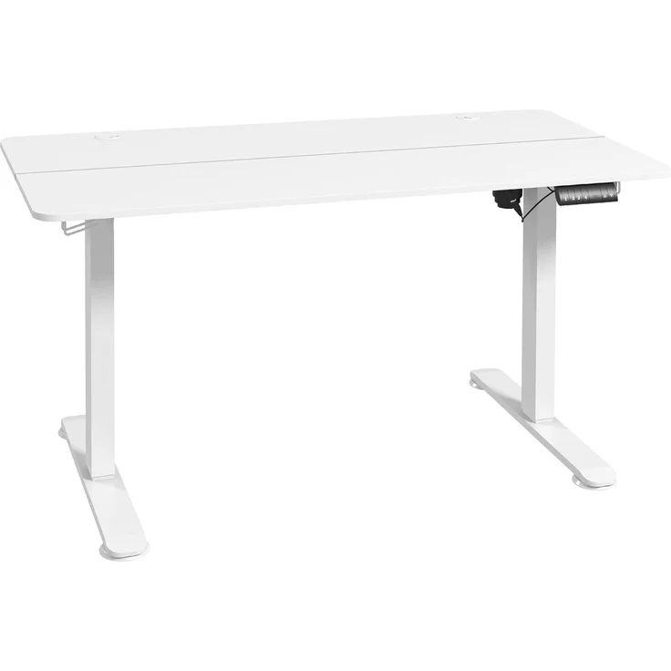 Vinsetto Schreibtisch Höhenverstellbares Stehpult mit 2 Haken, elektrisch (Laptoptisch, 1-St, Computertisch), für Wohnzimmer, Arbeitszimmer, Weiß – Bild 1