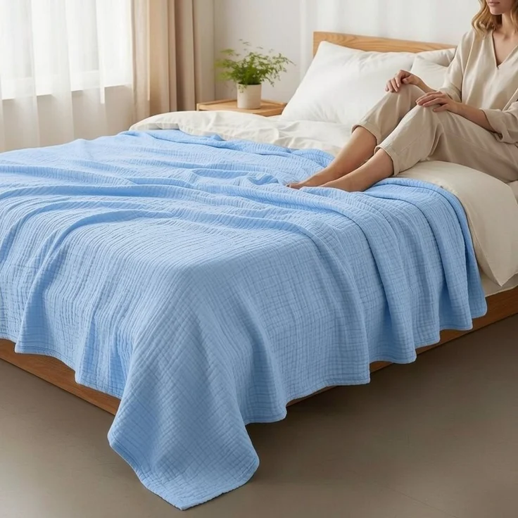 Wohndecke Musselin Decke, JASLIFE, Sommerdecke,100% Baumwolle – Bild 2