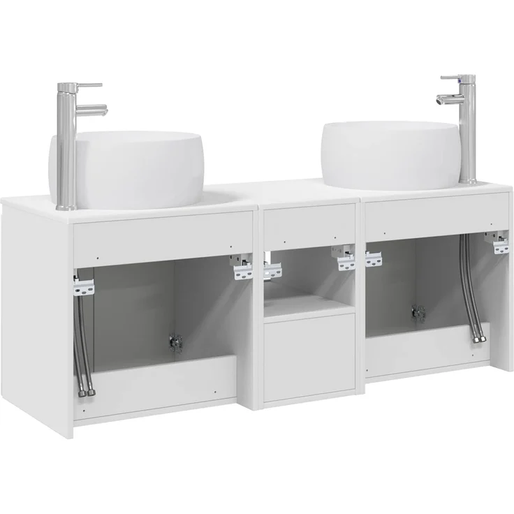 vidaXL Badezimmerschrank-Set 3 stk. Weiß 129 x 44,5 x 80 cm 3405717 – Bild 8