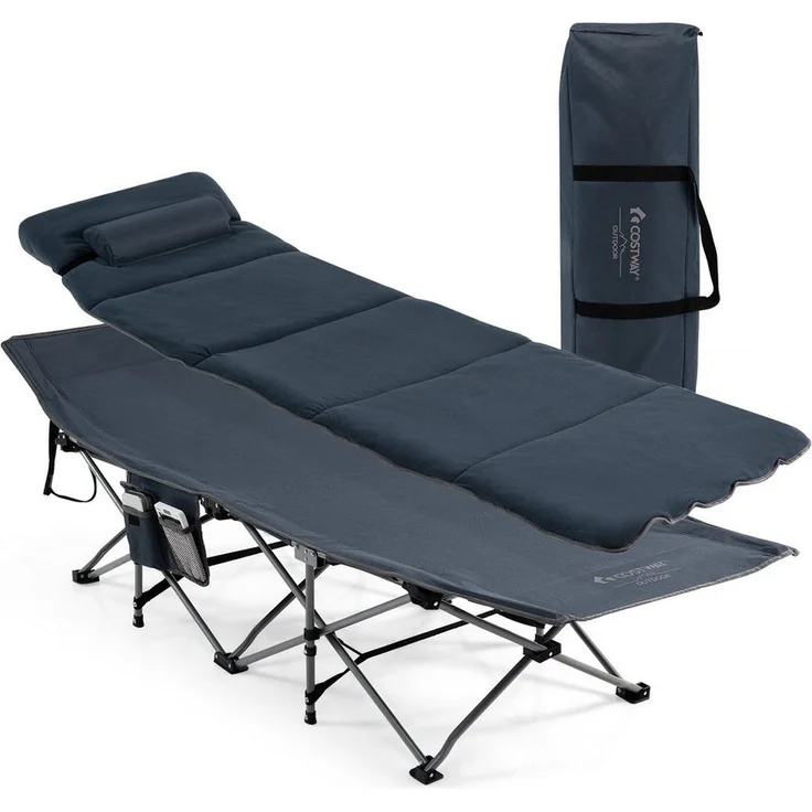 COSTWAY Feldbett Campingbett klappbar, mit Matratze & Kissen – Bild 5