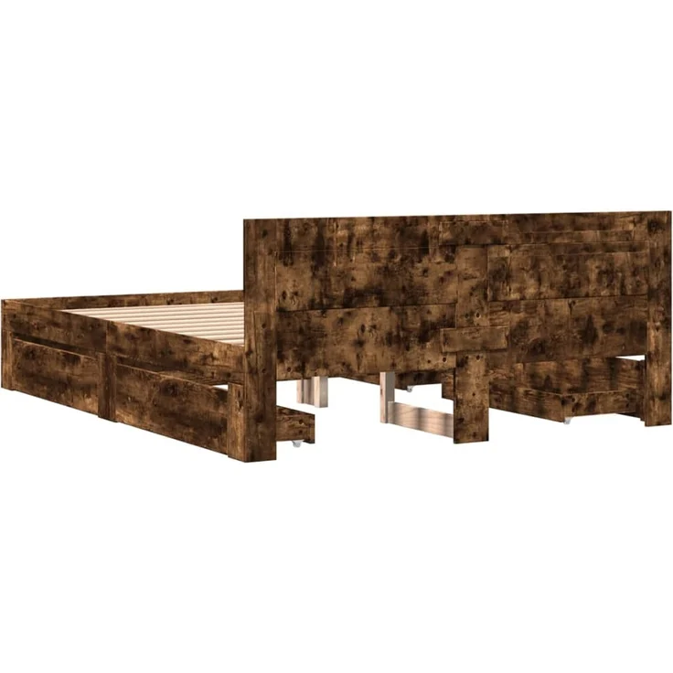 vidaXL Bettgestell mit Kopfteil Räuchereiche 160x200 cm Holzwerkstoff 3295552 – Bild 7