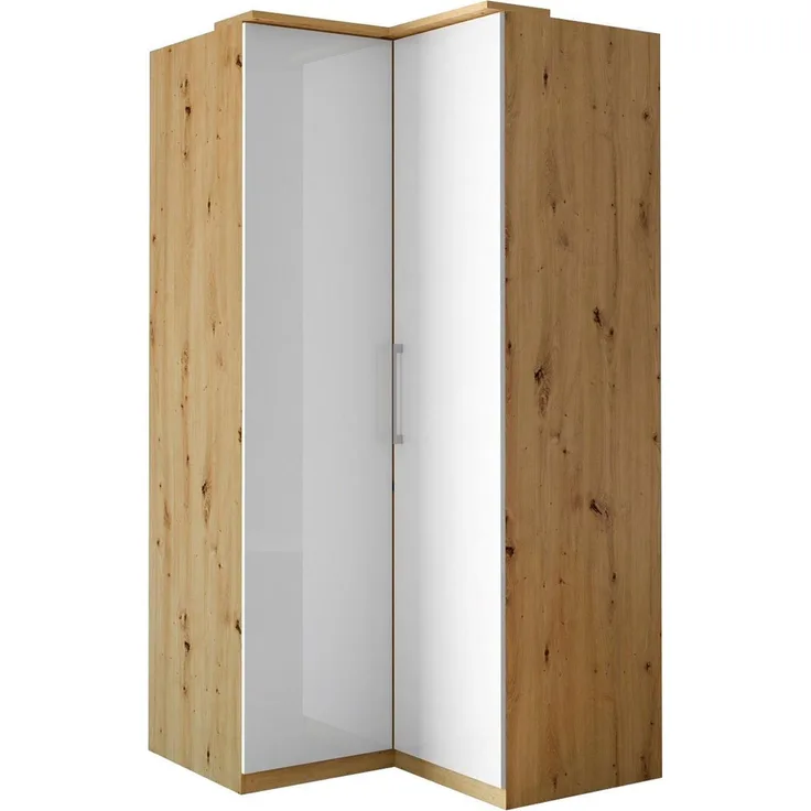 Eckschrank Optima Kleiderschrank 109x64x216cm weiß Hochglanz 2-türig