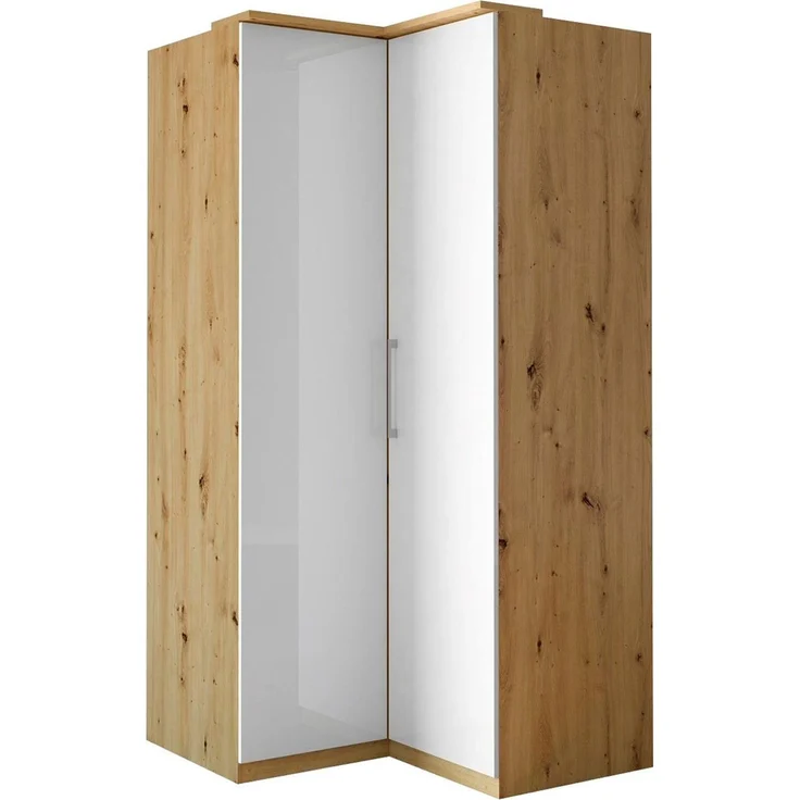 Eckschrank Optima Kleiderschrank 109x64x216cm weiß Hochglanz 2-türig