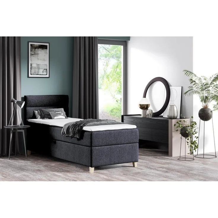 Beautysofa Boxspringbett Velour Bett DONNA MINI mit Matratze, Topper Polsterbett Schlafzimmer