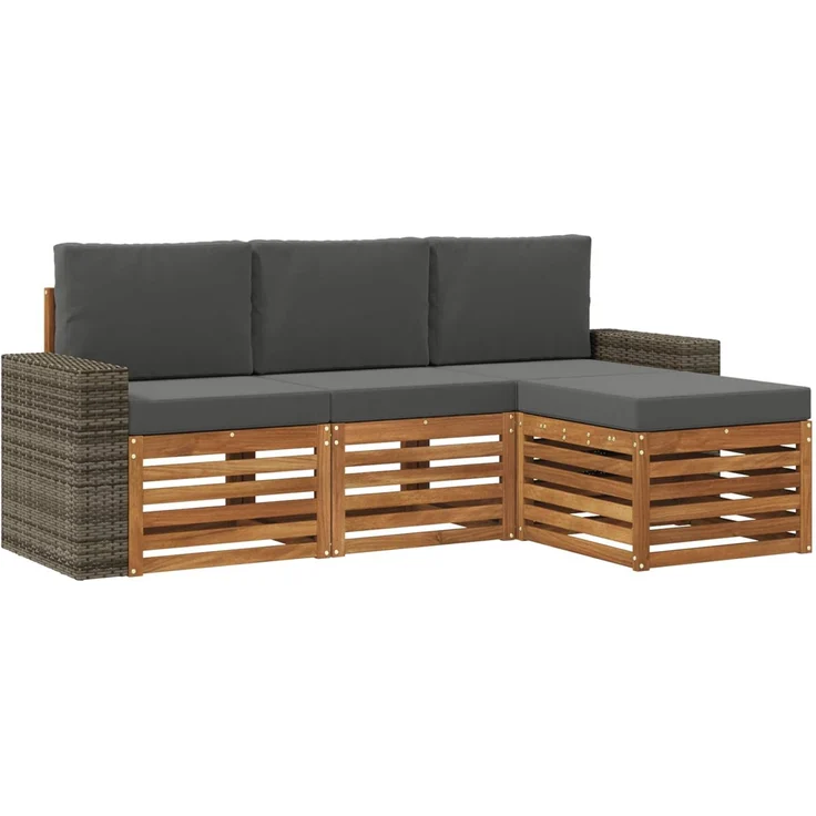 vidaXL Outdoor-Sofagarnitur 4 stk. 4-Sitzer Natur und Anthrazit 3384218 – Bild 2