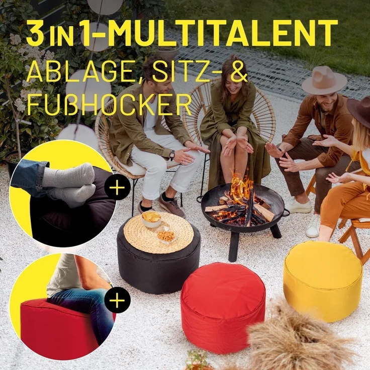 Lumaland Sitzsack-Hocker EM-Set 3-tlg. 150l schwarz/rot/gelb 1x schwarz/1x rot/1x gelb – Bild 7