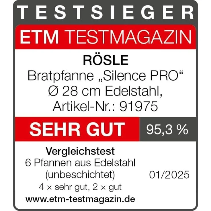 Rösle 'Silence Pro' Bratpfanne, Edelstahl, 28 cm – Bild 6