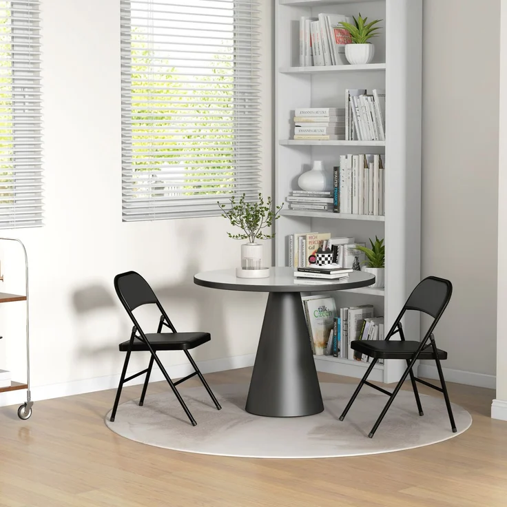 HOMCOM Klappstühle, Kunstleder, Stahl, Schwarz, 45L x 46B x 78H cm – Bild 8