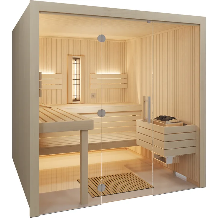 Infraworld Gracil Complete Multifunktionssauna mit Infrarotstrahler in Espe 210x210x210cm