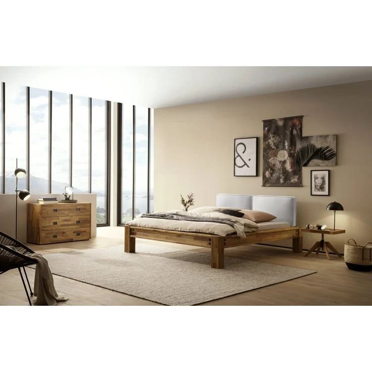 Greenville Bettgestell braun Eiche Massivholz 224cm x 165cm x 92cm – Bild 2