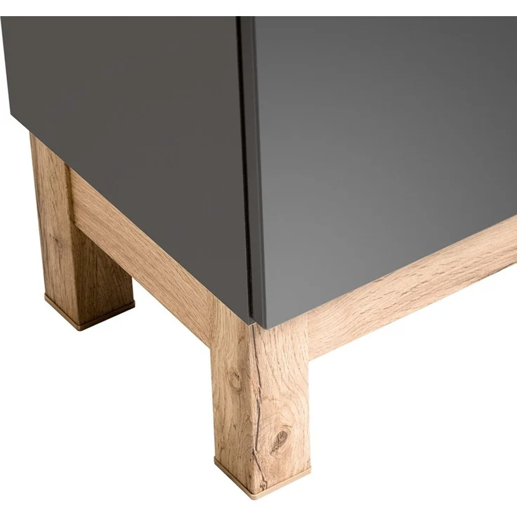 Badezimmer Hochschrank SOLNA-56 inkl. Standfüßen, Hochglanz grau, B x H x T ca. 35 x 187 x 33cm – Bild 5