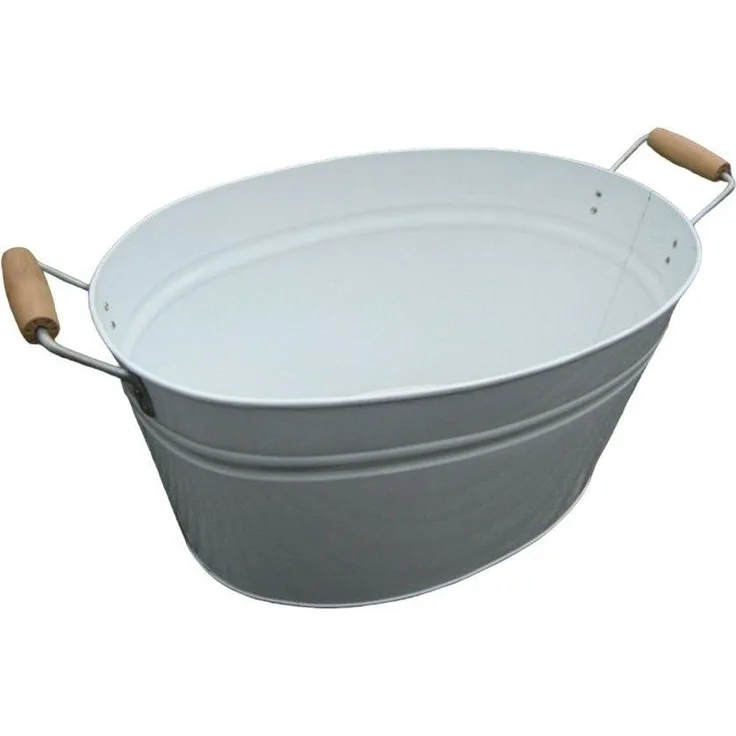 Deko-Impression Pflanzschale Eisenwanne, Pflanztopf, Zinkbottich, Pflanzschale 39 x 26 weiss (1 St)