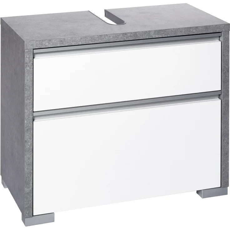Schildmeyer Bello Waschbeckenunterschrank 140901, Steingrau / Weiß Glanz, 67 / 33 / 57 cm