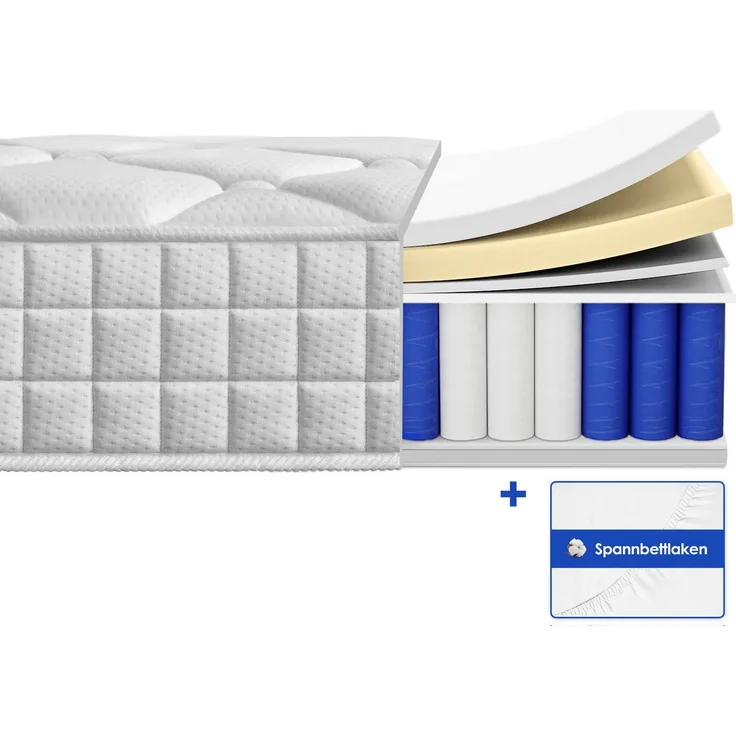 Taschenfederkernmatratze Matratze, 7-Zonen Federkernmatratze Matratzen, Hiazurm, 25 cm hoch, (mit Spannbettlaken,EU-Qualitätszertifizierung, Atmungsaktiv, Orthopädisch, EU-Qualitätszertifizierung, Atmungsaktiv, Orthopädisch), Matratze 90x200 cm oder 14...