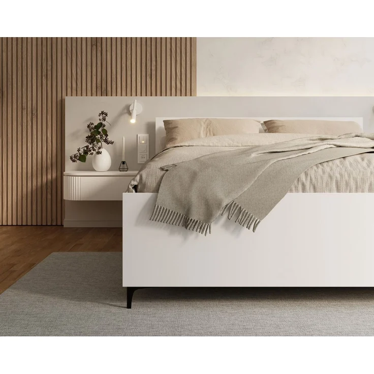 thematys Holzbett mit Bettkasten, 120x200cm, Farbe: Weiß, mit 23cm Taschenfederkernmatratze H2, mit hydraulischer Klappfunktion, mit Stauraum – Bild 5