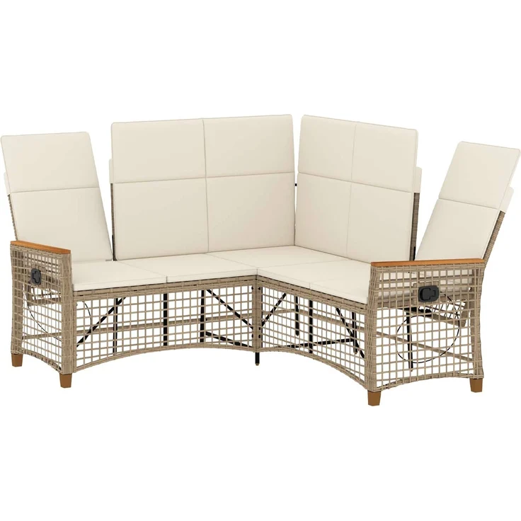 vidaXL Garten Liegesofa Set Beige und Cremeweiß 164 x 164 x 112 cm 42026826 – Bild 4