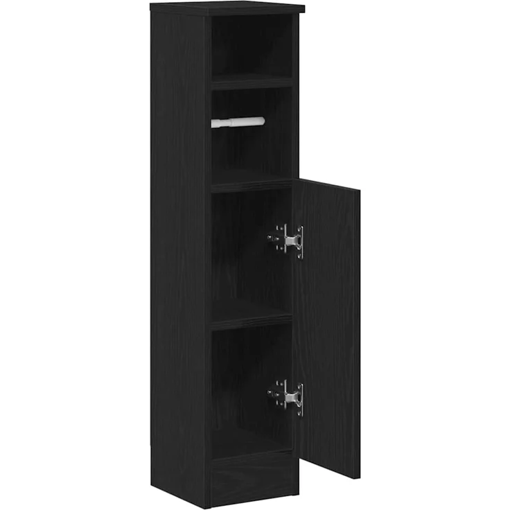 vidaXL Badezimmerschrank mit Rollenhalter Schwarz 20,5x22x90 cm 858498 – Bild 5
