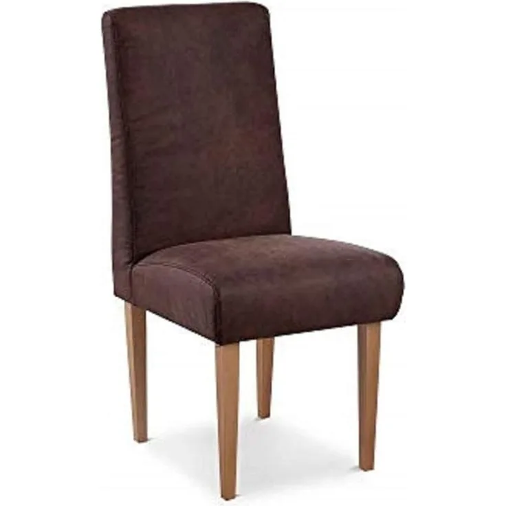 CAVADORE Esszimmerstuhl Kira / Polsterstuhl für Küche, Esszimmer oder Wohnküche in Lederoptik / Passend zur Küchengarnitur Kira / 48 x 103 x 62 / Hochwertiges Mikrofaser: Braun