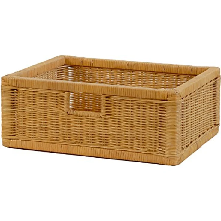 Krines Home Regalkorb 2er Set Regalkorb Aufbewahrungskorb Korb geflochten Rattan Korbset (2-teiliges Set), ca. 43 x 32 x 17,5 cm Aufbewahrung Regal Schrankkorb – Bild 6