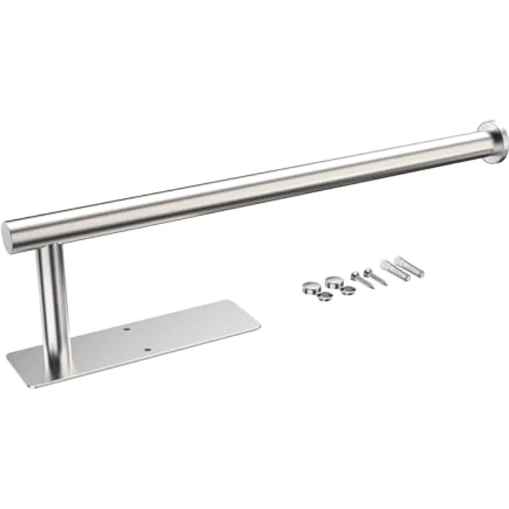 Ibergrif Küchenrollenhalter Wand mit 2 Montagemethoden | Klopapierhalter ohne Bohren, Zewa Rollenhalter Selbstklebend, Edelstahl, Grau – Bild 7