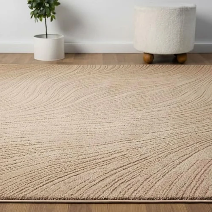 Vimoda Teppich Boho Design Unifarbe Hoch-Tief-Effekt, Rechteckig, Höhe: 6 mm, Teppich 3D Hoch-Tief-Effekt Modern für Esszimmer, Flur & Schlafzimmer – Bild 5