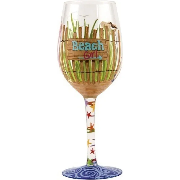 Lolita Glassware In My Own World Weinglas (GLS11-5543N), mehrfarbig LOLITA WG, Strandmädchen 9 in H x 3. 25 in W x 3. 25 in L mehrfarbig